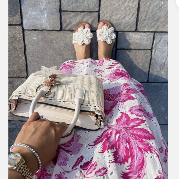 Zara Printed Openwork Embroidered Long Dress Blogger Fav White Pink Size XS - Picture 3 of 10